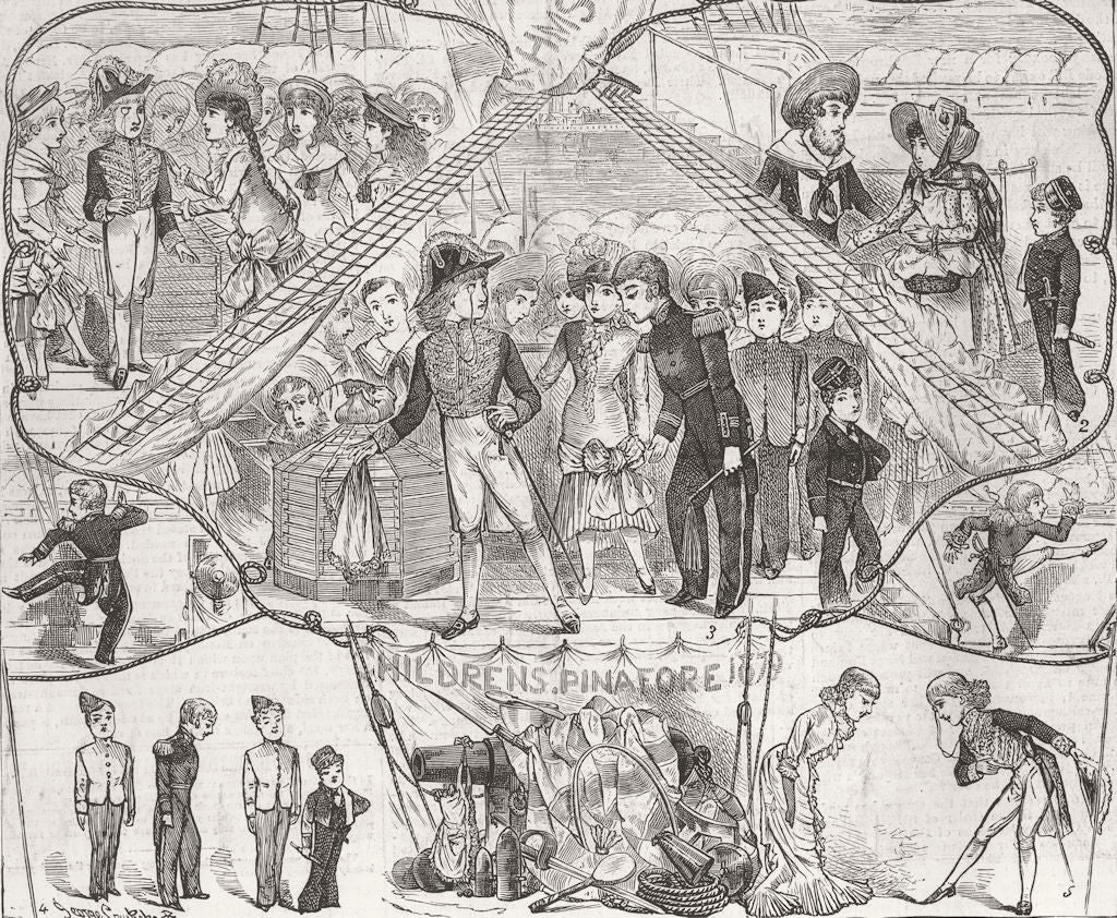 PERFORMING ARTS. HMS Pinafore, Opera Comique 1880 old antique print picture